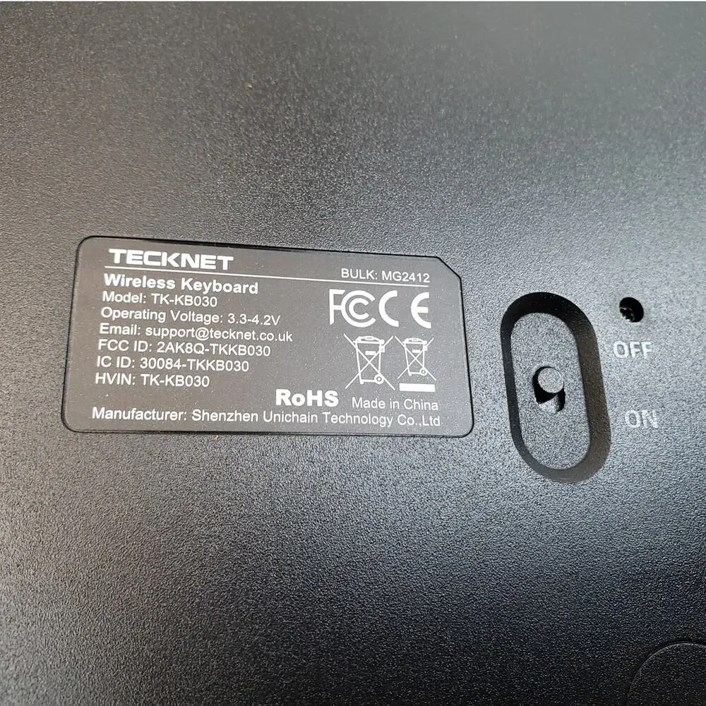 TECKNET Wireless Ergonomic Rechargeable Keyboard (Model TK-KB030)
